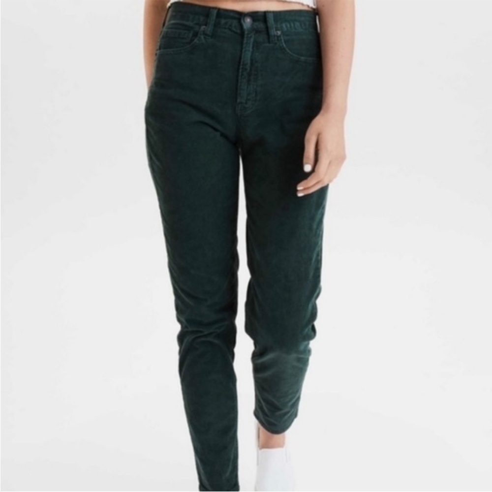 American Eagle Gray Corduroy Mom Jeans 0